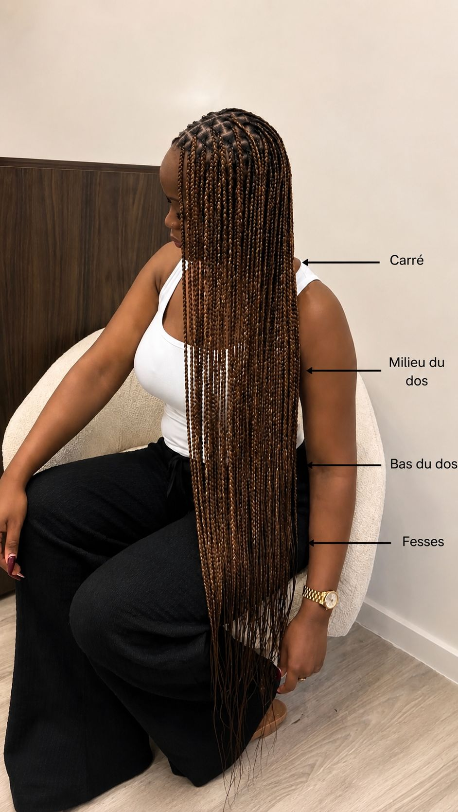 Knotless braids longues réalisées chez FF Beauty